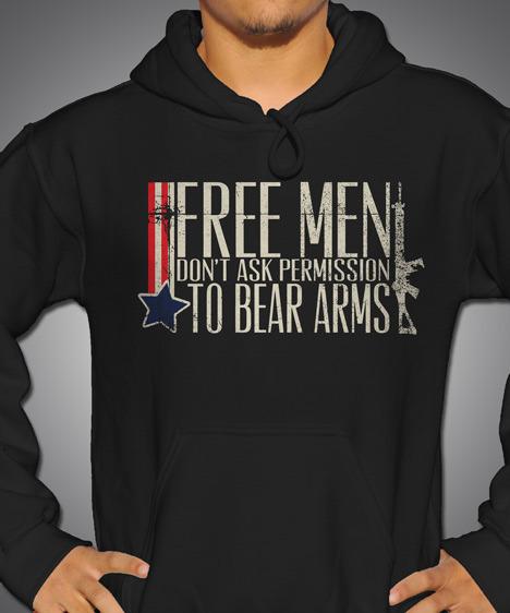 FREE MEN DO NOT ASK PERMISSION TO BEAR ARMS GUN T-SHIRT Model